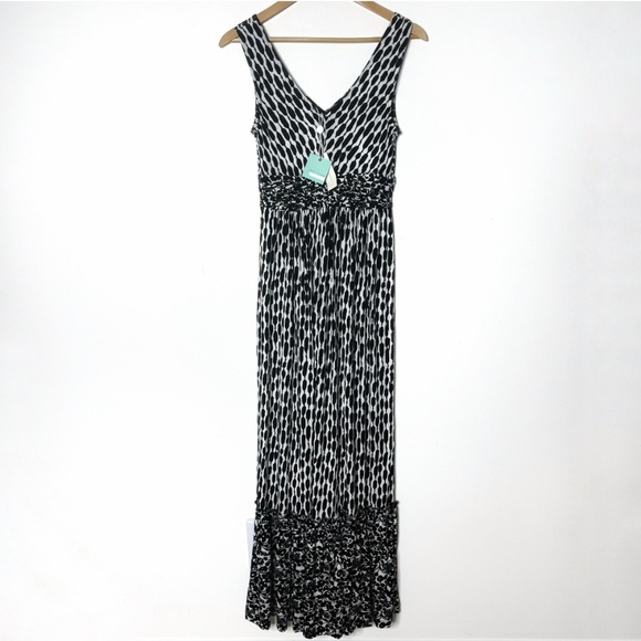 NWT Anthropologie Dress Plenty By Tracy Reece Maxi Black Print Marcia Stretch - Picture 2 of 16
